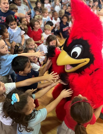 Cardinal at Pep Rally